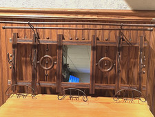 Antique OAK Stick & Ball Wall Mount COAT RACK W/Small 8.75