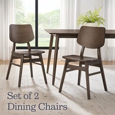 Alaterre Furniture Calais Mid Century Modern Dining Chairs Set of 2, Walnut picture