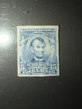 U.S. Stamp #315 5 Cent Blue Abraham Lincoln 1906-08 Imperforate Stamps Mint NG picture