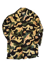 CAMO LONG COAT, UNLINED, AVACADO CAMO, 1960's CZECH, MEDIUM picture