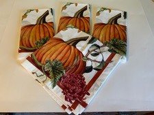 Williams Sonoma GARDEN PUMPKIN SET OF 4 Napkins 20