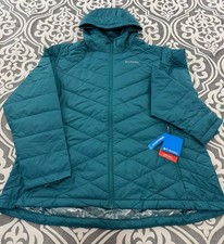 NWT Columbia Heavenly Hooded Jacket Omni-Heat Plush Lined Teal Blue Womens 2X picture