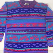 Vintage Knitwaves USA Made Sweater Textured Bright Knit Acrylic Sz S-M picture