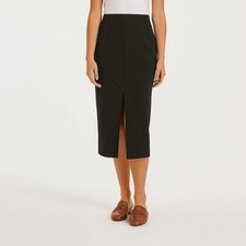 NWT Pomander Place Black Front Slit Midi Pencil Skirt Size 8 High Waist Classic picture