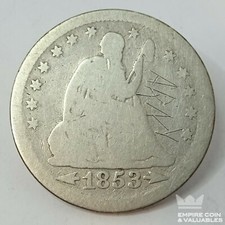 1853-P Rays & Arrows  Seated Liberty Quarter 25c Dollar Scratched ARNY *CB1  picture
