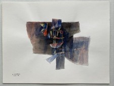 Original Cubist Abstract Watercolor Painting Modernist Geometric Art Paper picture