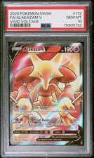 2020 Pokemon SWSH Vivid Voltage Alakazam V #172 FA PSA 10 GEM MINT picture