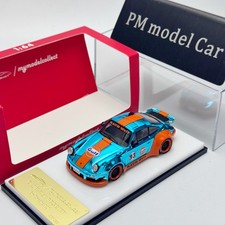 MC 930 Porsche RWB Chrome Gulf Blue 1:64 Scale Alloy Diecast Model Car Collect picture