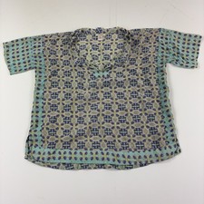 Sundance Blouse Womens L Multicolor Floral V-Neck Short Sleeve Silk Boho Top picture
