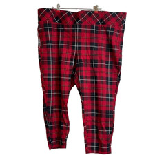 Torrid Capri Pants Black Red Plaid Knit Pixie Pull On Stretch Crop Size 4X NWT picture
