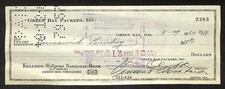 Vince Lombardi HOF Packers Signed/Autographed 1960 Bank Check JSA LOA 212346 picture