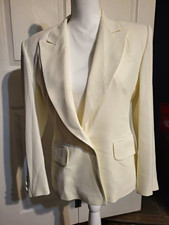 Kenar Ann Tijan Women’s Ivory Blazer Jacket Button Front Lined Pockets 8 picture