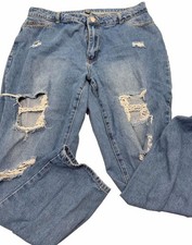 Shein Jeans Women XXL Distressed Blue Denim Tapered High Rise Pockets Casual Mom picture