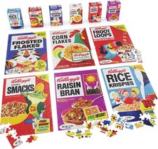 Kellogg's 100 Piece Puzzles 6 Pack Fun Cereal Box Set Family Game Night picture