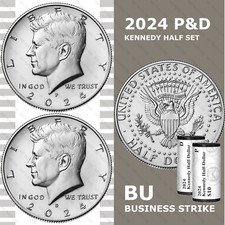 2024-P&D Kennedy Half Dollar Set - JFK - GEM BU - US Mint Rolls - IN STOCK picture