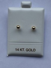 Simple and Classic 14K Yellow Gold Ball Post Stud Small Earrings 3mm picture