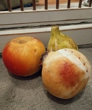 (1) Set Of 3 Early Vintage Italian Hand Carved Alabaster Stone Fruits picture