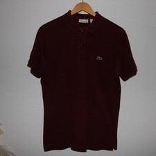 Lacoste Men’s Slim Fit Polo Shirt Size 4 US Medium Burgundy Short Sleeve picture