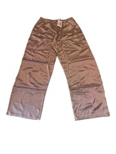 LESET Barb Crop Drawstring Pant Womens XS Sand Satin Wide Leg Pull On NWT picture