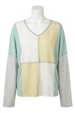 Bibi Color Block V-Neck Top Lime/mint picture