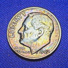 1949-D Roosevelt Silver Dime TONED picture
