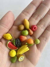 15Pcs 1:12 clay Handmade miniature Dollhouse Mixed fruit Set Apple Grape orange picture