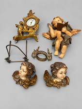 Angel Cherub Decor Lot 6 Pc Gold Tone Wall Plaques Figurine Clock Easel Frame picture