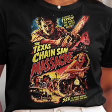 The Texas Chain Saw Massacre Tee - Leatherface Vintage Pulp Horror Poster Shirt picture