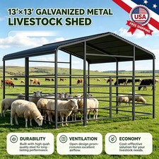 13×13ft Galvanized Livestock Shelter Steel Structure Barn Horse Goat NEW 2026 picture