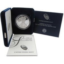 2014 W American Silver Eagle Proof $1 Coin Collectible OGP COA picture