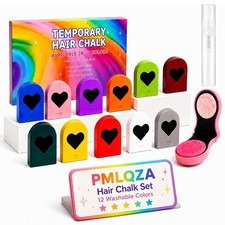 12-Color Washable Temporary Hair Chalk Styling Applicator Set for Girls picture