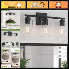 Matte Black 3-Light Bathroom Vanity Light Fixture, Round Wall Sconces, UL Listed picture