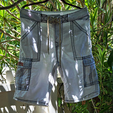 True Religion Men's Solid White Board Shorts Size 34 Drawstring Pockets Surf picture