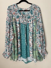 Cato Est 1946. Women's Multicolor Floral Chiffon Lined Tie Neck Blouse 22/24 W picture