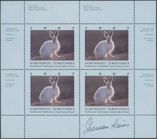 1997 CANADA-NORTHWEST TERRITORIES, ARCTIC HARE, ARTIST SIGNED M.S., VD.#NTW1c picture