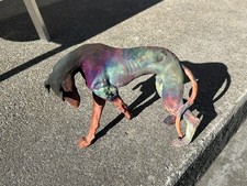 STUNNING GREYHOUND SCULPTURE BY JULIA ELLIOTT OF AGAMA CREATIVE  ~ COPPER FUMED picture
