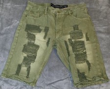 The Heritage By America 76 Jean Shorts Men’s 38 Denim Distressed Ripped Green picture