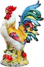 Ceramic Collectible Figurines Statue,3D Hand-Painted Large Strawberry Rooster... picture