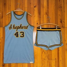 Vintage 1975 Powers Shepherd College Basketball Uniform Set Jersey Shorts 43 picture