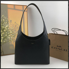 COACH CU068 Brooklyn Shoulder Bag 28 Natural Grain Leather Black Outlet NEW picture