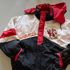Louisville Cardinals Hooded Pro Player Puffer Jacket Size L 90s Vintage UofL picture