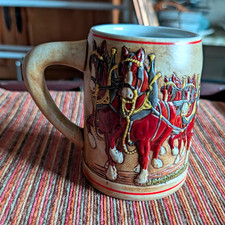 Budweiser Champion Clydesdales Ceramic Beer Stein Mug Ceramarte Brazil picture