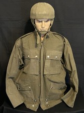 Original Indochina Era French Airborne Jump Helmet with Vintage Jump Jacket picture