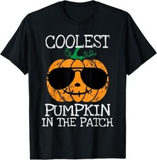 Kids Coolest Pumpkin in The Patch Halloween Boys Girls Teens T-Shirt picture