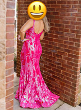 Jovani 3263 Size 4 Pink Sequin Mermaid Long Gown V-Neck Strappy Zip picture