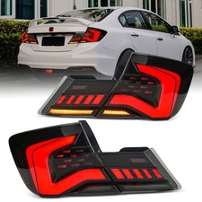 Smoked LED Tail Light For Honda Civic 2013-2015 Rear Brake Lamp Sequential Pair picture