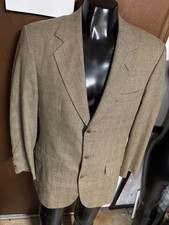 Vtg USA Corbin Bespoke OSCC Brown Houndstooth Windowpane Plaid Jacket Blazer 42S picture