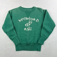 Vintage 50s 60s ASU McClintock Single V Sweatshirt Green Cotton Crewneck Small picture