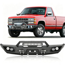 For 1988-1998 Chevy C/K 1500 2500 Steel Front Bumper With winch plate,LED Lights picture