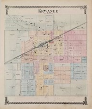 1875 KEWANEE township- Illinois  Map ORIGINAL 16x13 Land Owners Plats picture
